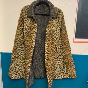 Leopard Print Cape Vintage Faux Fur